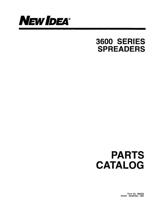 AGCO 3600 Series Manure Spreader Parts Book 988020 English