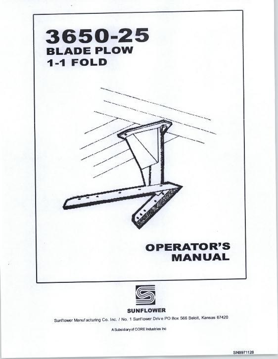 AGCO 3650 Blade Plow (1 - 1 fold, 25 blade) Operator Manual SN9971128 English 1 AGCO 3650 Blade Plow (1 - 1 fold, 25 blade) Operator Manual SN9971128 English
