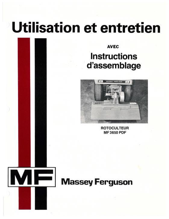 AGCO 3650 Rotary Tiller Operator Manual 1448433F1 French 1 AGCO 3650 Rotary Tiller Operator Manual 1448433F1 French