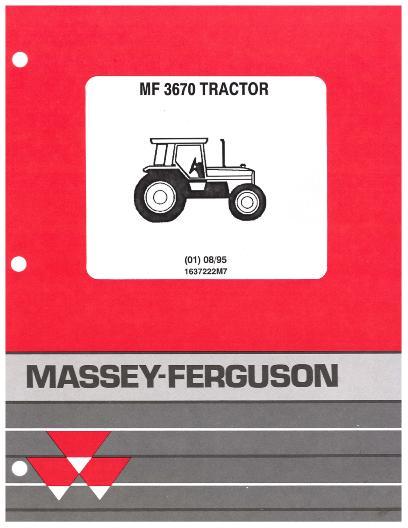 AGCO 3670 Tractor Parts Book 1637222M7 Multiple