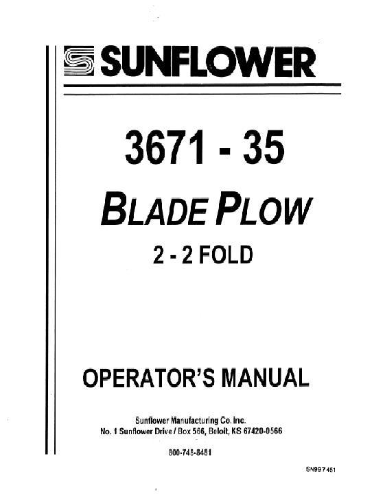 AGCO 3671 Blade Plow (2 - 2 fold, 35 blade) Operator Manual SN997451 English 1 AGCO 3671 Blade Plow (2 - 2 fold, 35 blade) Operator Manual SN997451 English