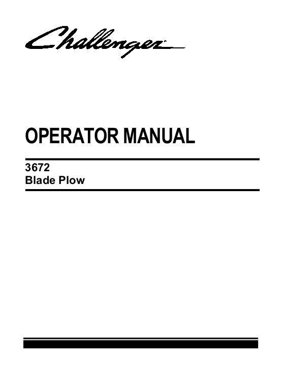 AGCO 3672 Blade Plow (35 blade) Operator Manual 997595CHC English 1 AGCO 3672 Blade Plow (35 blade) Operator Manual 997595CHC English