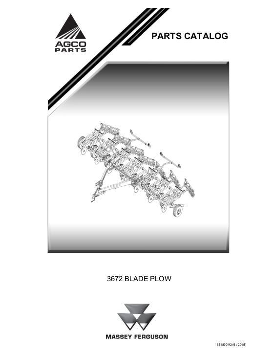 AGCO 3672 Blade Plow Parts Book 651890M2 English