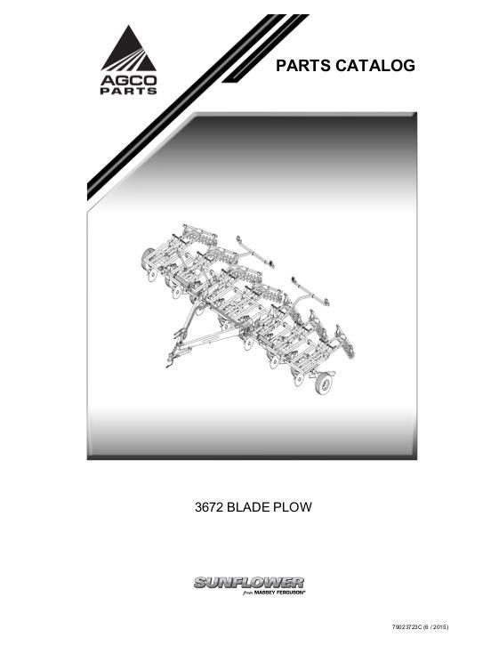 AGCO 3672 Blade Plow Parts Book 79023723C English