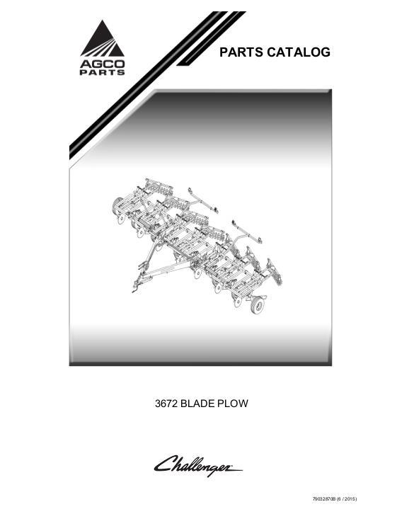 AGCO 3672 Blade Plow Parts Book 79032870B English