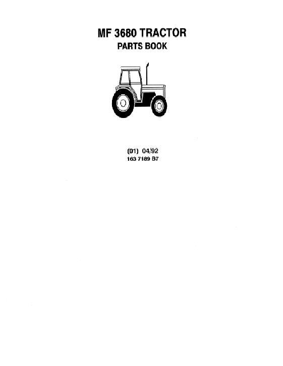 AGCO 3680 Tractor Parts Book 1637189B7 Multiple