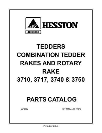 AGCO 3710 3717 3750 Tedder Rake 3740 Rotary Rake Parts Book 79019378 English