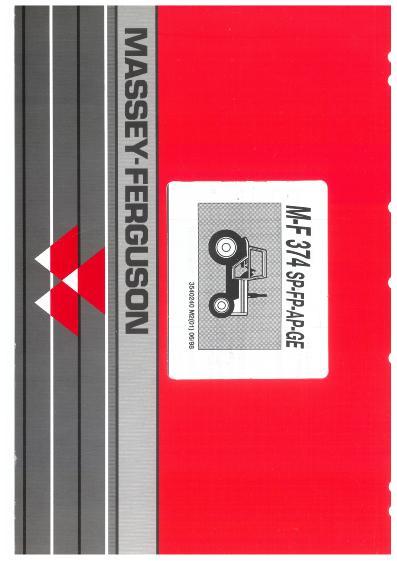 AGCO 374 374S Tractor (SP FP GE, eff sn D03066) Parts Book 3540240M2 Multiple