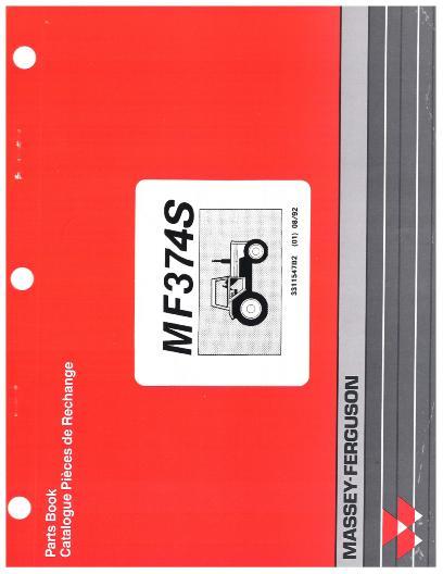 AGCO 374 374S Tractor (prior sn D03066) Parts Book 3311547B2 Multiple