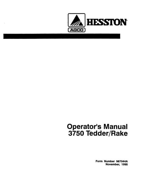 AGCO 3750 Hay Tedder (3 point) Operator Manual 987044A English 1 AGCO 3750 Hay Tedder (3 point) Operator Manual 987044A English