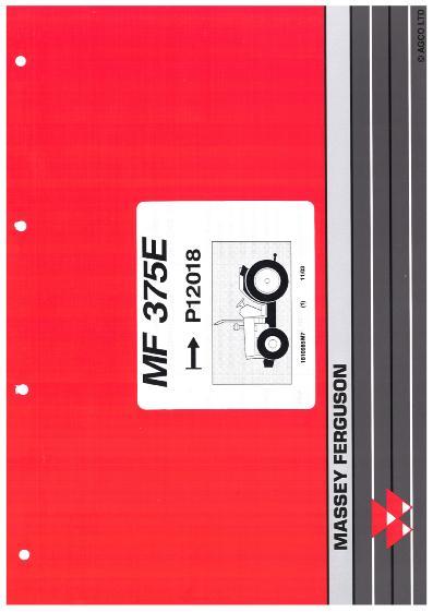 AGCO 375E Tractor (eff sn P12018) Parts Book 1810985M7 English