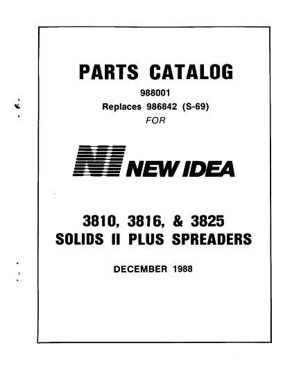 AGCO 3810 3816 3825 Manure Spreader Parts Book 988001 English