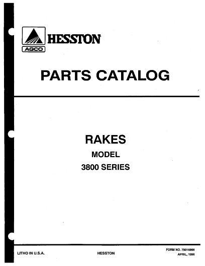 AGCO 3820 3830 3831 Hay Rake Parts Book 79016866 English