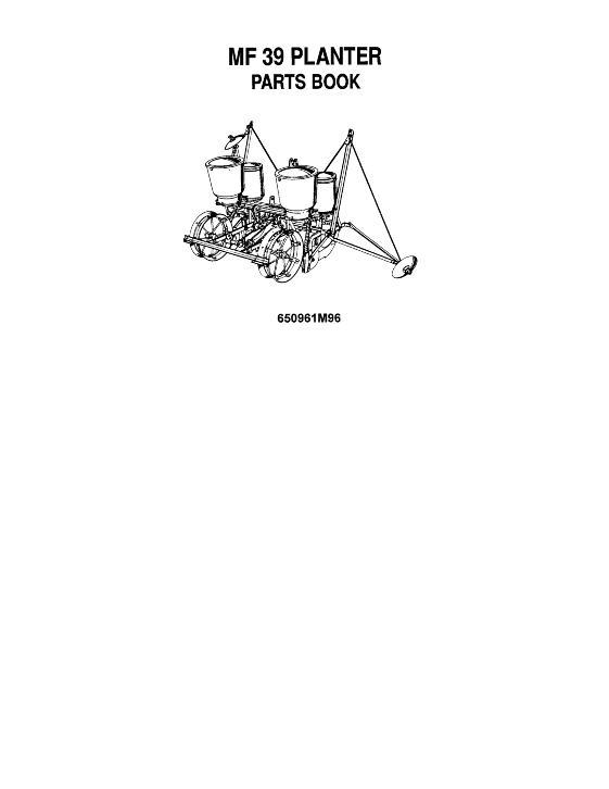 AGCO 39 Planter (1971-72) Parts Book 650961M96 English