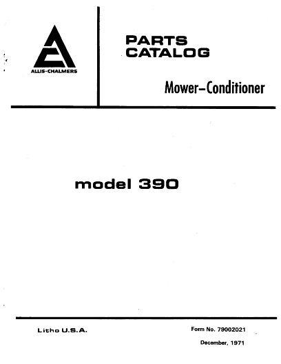AGCO 390 Mower Conditioner Parts Book 79002021 English