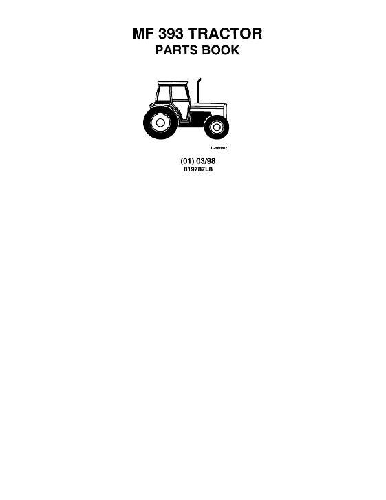 AGCO 393 Tractor (cab & footstep) Parts Book 819787L8 English