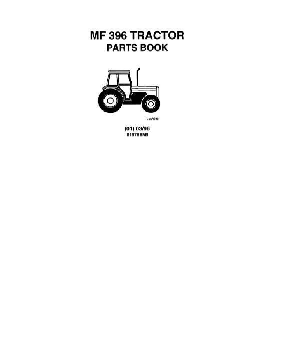 AGCO 396 Tractor (eff sn B18009, cab and footstep) Parts Book 819788M9 Multiple