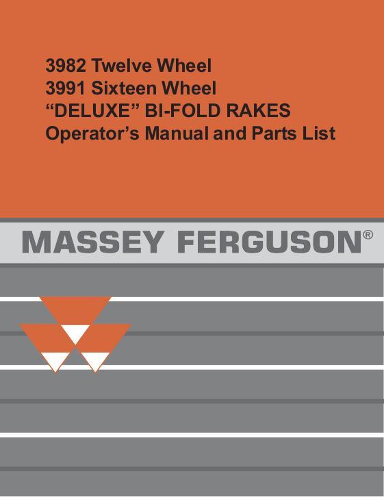 AGCO 3982 3991 Deluxe Bi-Fold Rake Operator Manual 700004291A English