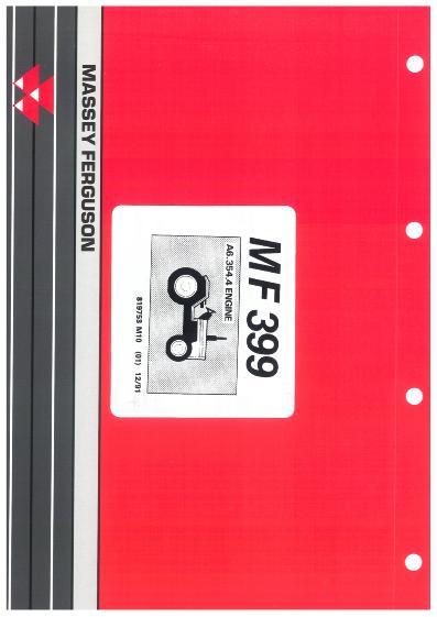 AGCO 399 Tractor (354 engine, cab and footstep) Parts Book 819753M10 Multiple