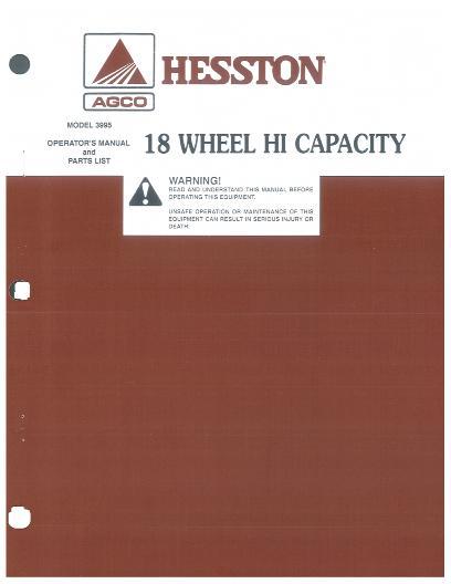 AGCO 3995 Bi-Fold Rake (Hi Capacity) Operator Manual 700004040 English 1 AGCO 3995 Bi-Fold Rake (Hi Capacity) Operator Manual 700004040 English