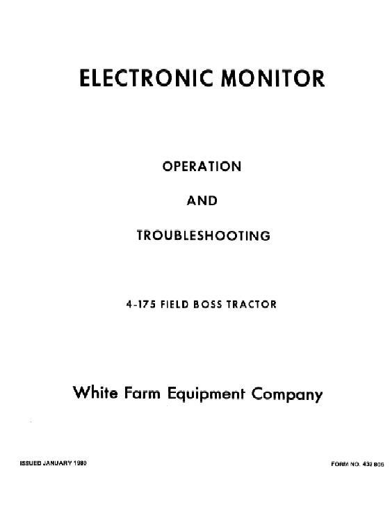 AGCO 4-175 Tractor Electronic Monitor (Field Boss, 1980) Operator Manual 432805 English 1 AGCO 4-175 Tractor Electronic Monitor (Field Boss, 1980) Operator Manual 432805 English