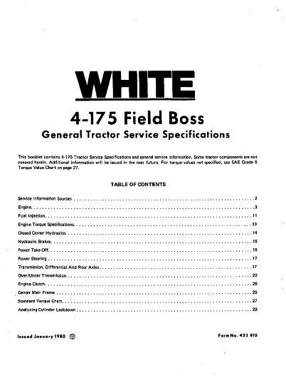 AGCO 4-175 Tractor (Field Boss, 1980) Service Manual 432810 English