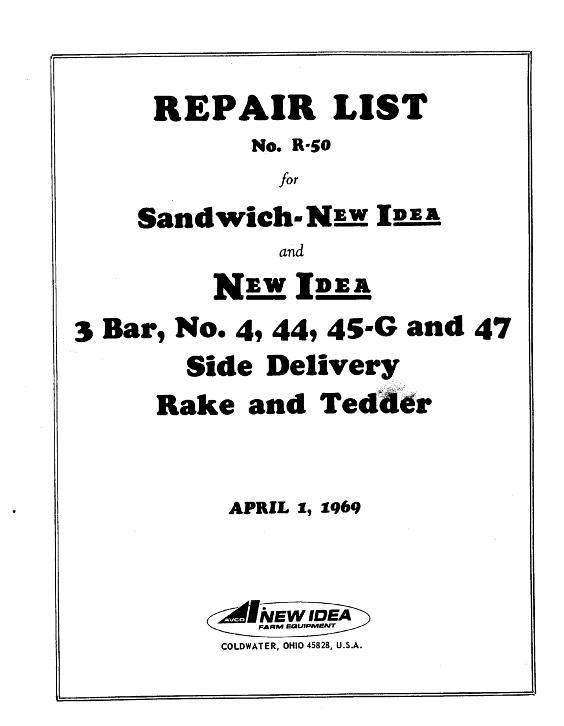 AGCO 4 44 45G 47 Rake & Tedder (side delivery) Parts Book 986353 English