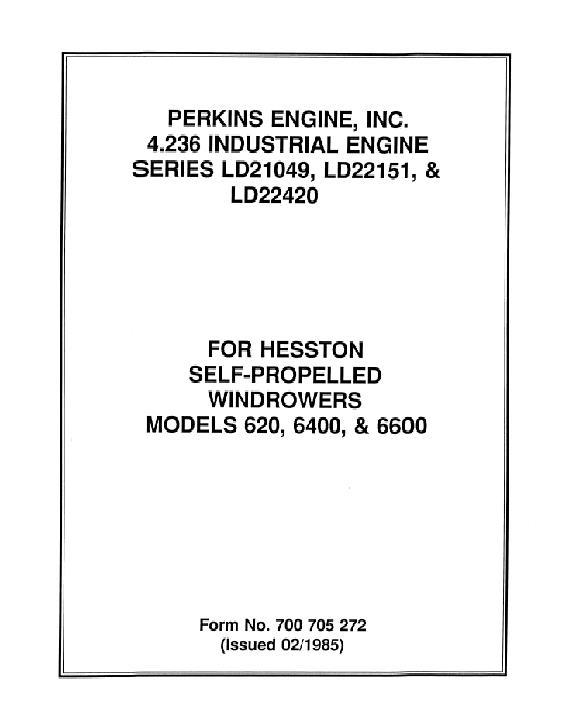 AGCO 4.236 Perkins Engine (LD21049 LD22151 LD22420) (1985) Parts Book 700705272 English