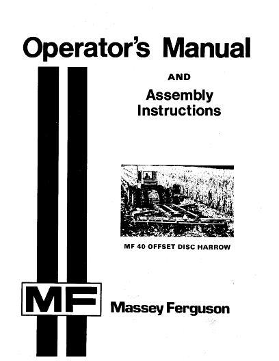 AGCO 40 Disc Harrow (offset) Operator Manual 690909M4 English