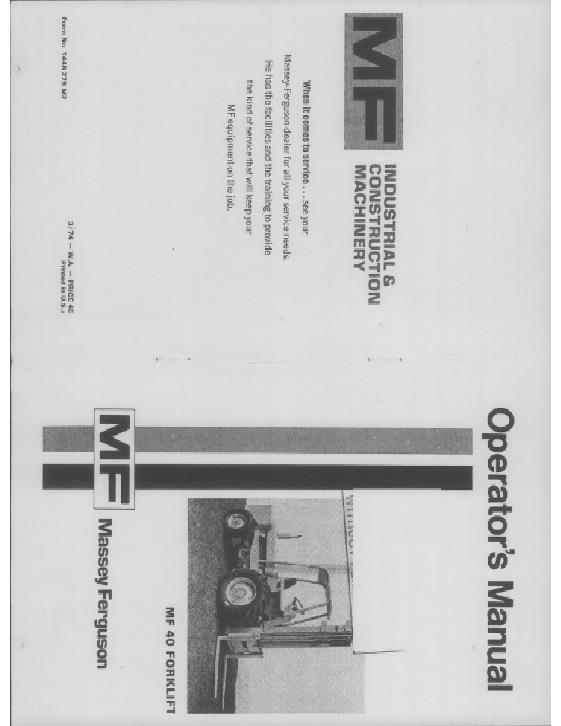 AGCO 40 Forklift Operator Manual 1448279M2 English 1 AGCO 40 Forklift Operator Manual 1448279M2 English
