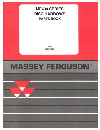 AGCO 400 450 460 470 Disc Harrow Parts Book 3643703M91 English