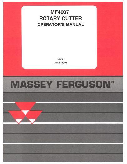 AGCO 4007 Rotary Cutter Operator Manual 3643679M91 English 1 AGCO 4007 Rotary Cutter Operator Manual 3643679M91 English