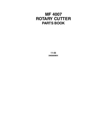 AGCO 4007 Rotary Cutter Parts Book 3643695M92 English
