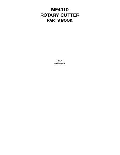 AGCO 4010 Rotary Cutter Parts Book 3643696M92 English