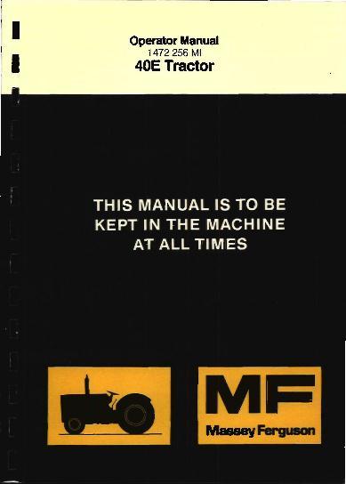 AGCO 40E Tractor Tractor Loader Operator Manual 1472256M1 English