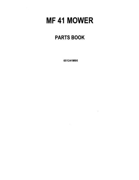 AGCO 41 Mower Parts Book 651241M95 English