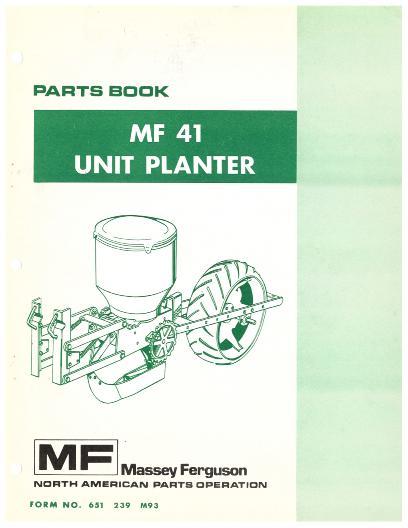 AGCO 41 Unit Planter Parts Book 651239M93 English