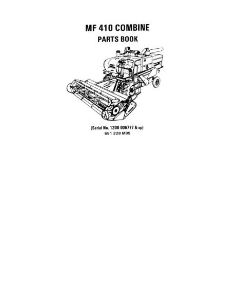 AGCO 410 Combine (eff sn 06777) Parts Book 651228M95 English