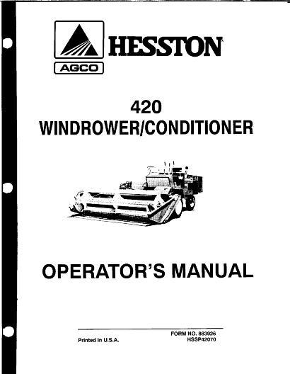 AGCO 420 SP Windrower (1970) Operator Manual 883926 English 1 AGCO 420 SP Windrower (1970) Operator Manual 883926 English