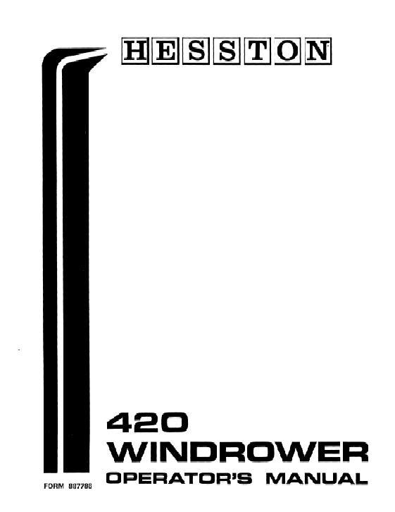 AGCO 420 SP Windrower (1973) Operator Manual 887786 English 1 AGCO 420 SP Windrower (1973) Operator Manual 887786 English