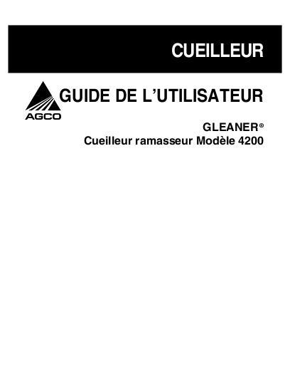 AGCO 4200 Pickup Header 2005 HP S N Operator Manual 79024034A French 1 AGCO 4200 Pickup Header 2005 HP S N Operator Manual 79024034A French