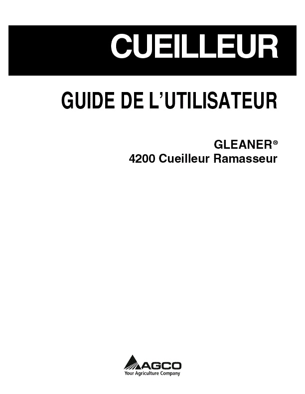AGCO 4200 Pickup Header Operator Manual 700732155B French 1 AGCO 4200 Pickup Header Operator Manual 700732155B French