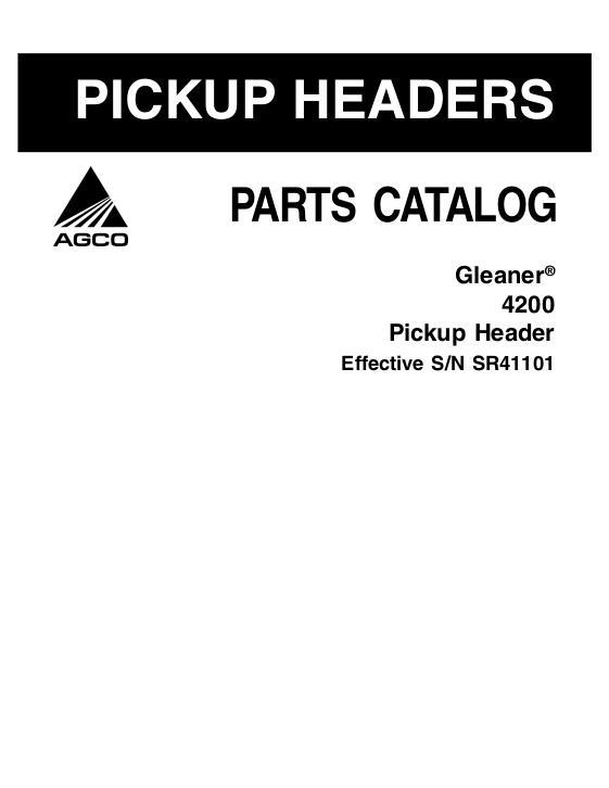 AGCO 4200 Pickup Header Parts Book 79024289C English