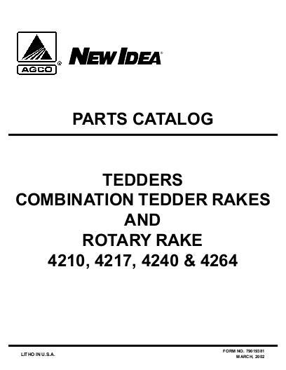 AGCO 4210 4217 4240 4264 Tedder Rake Parts Book 79019381 English