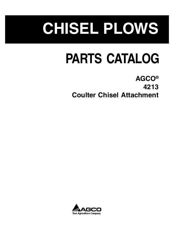 AGCO 4213 Coulter Chisel (attachment) Parts Book 79025002C English