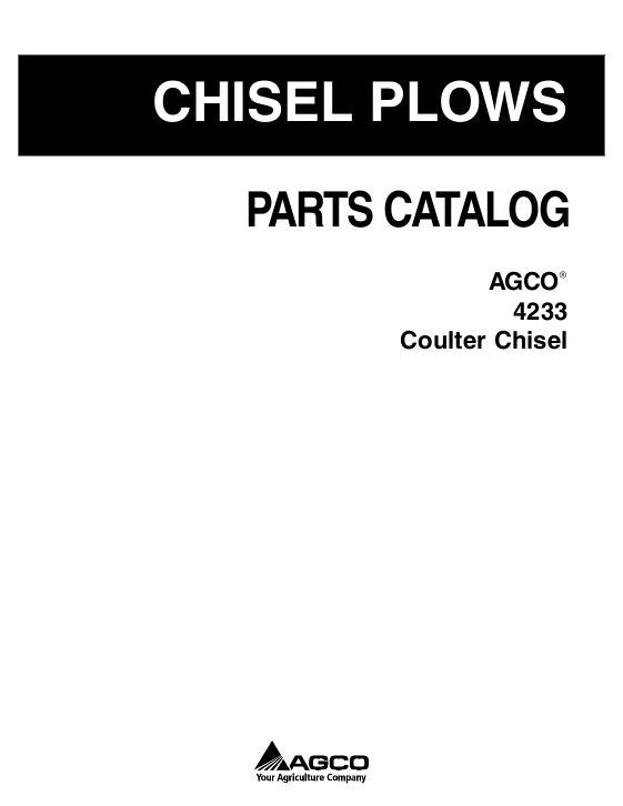 AGCO 4233 Coulter Chisel Parts Book 79025014C English
