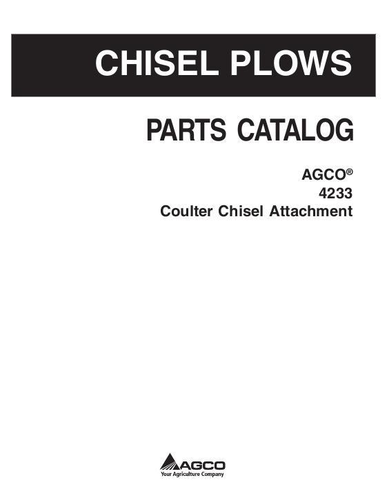 AGCO 4233 Coulter Chisel (attachment) Parts Book 79025001C English