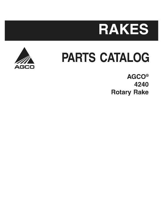 AGCO 4240 Tedder (pull type & 3 point) Parts Book 79033073A English