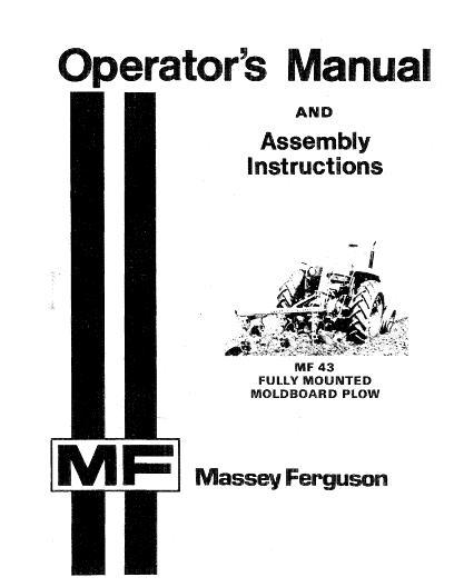 AGCO 43 Moldboard Plow (mounted) Operator Manual 690698M2 English