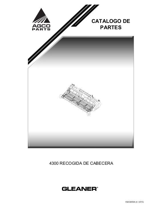 AGCO 4300 Pickup Header Parts Book 652020ESA Spanish